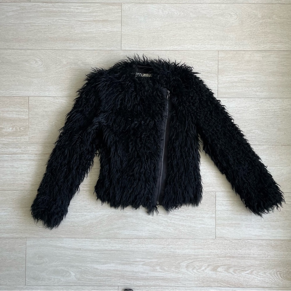 Zadig & Voltaire black Vianna Faux Fur zip jacket coat. Size Small. - Picture 11 of 15